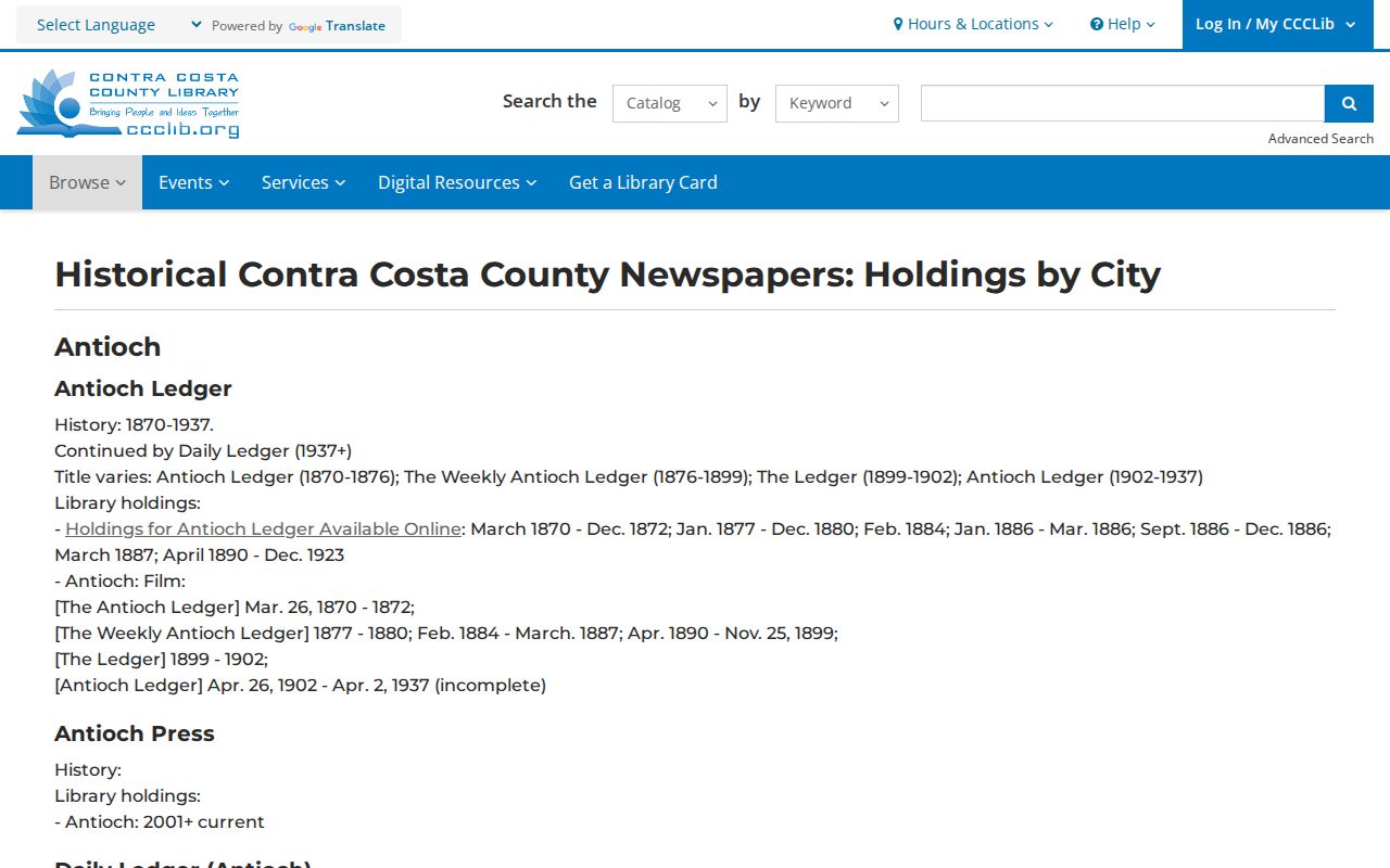 San Pablo city directory and newspaper holdings for historical resident research