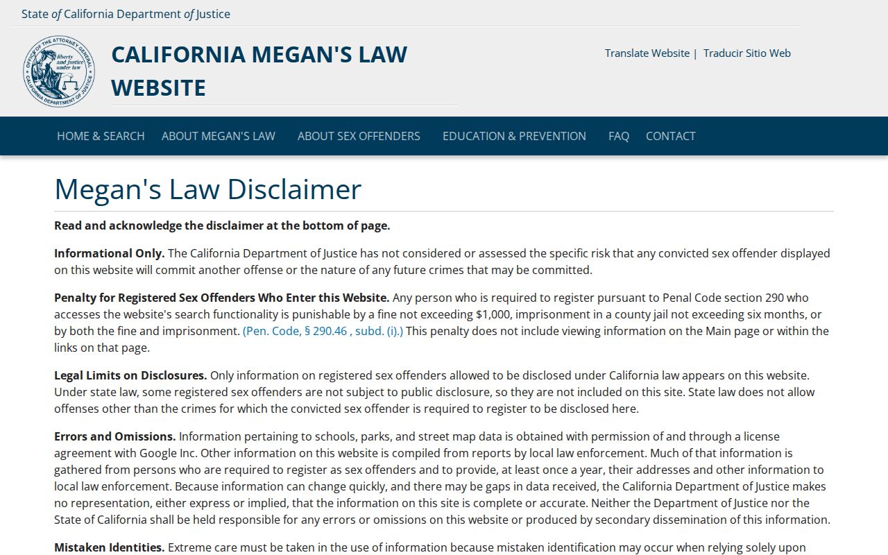 San Pablo neighbors research using the official California Megan's Law search