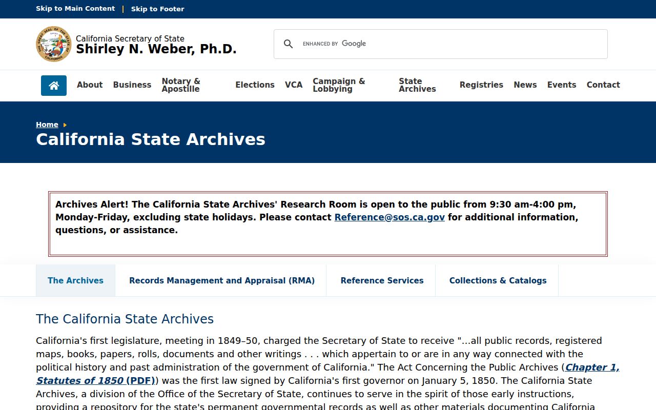 San Pablo previous residents research through the California State Archives
